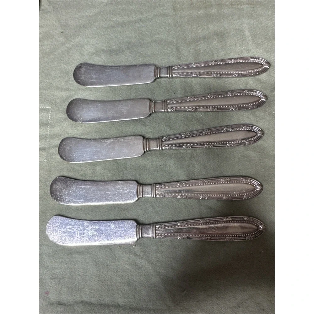 Empire -Gorham Silver Flat Handle‎ Butter Spreaders Silver Plate-5 Pieces
